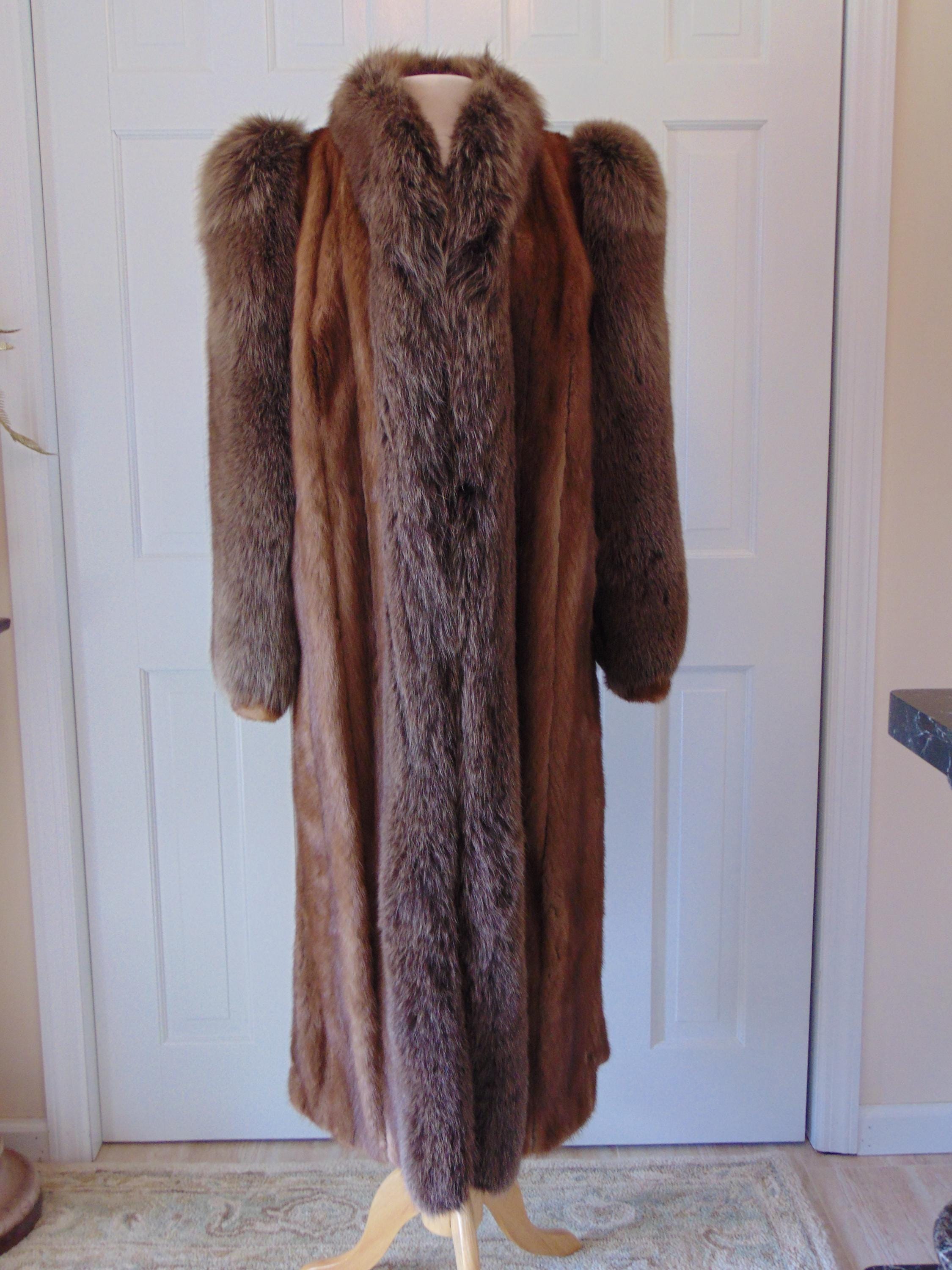 Vintage Mink Fur Coat With Fox Sleeves - 90s Style - Etsy