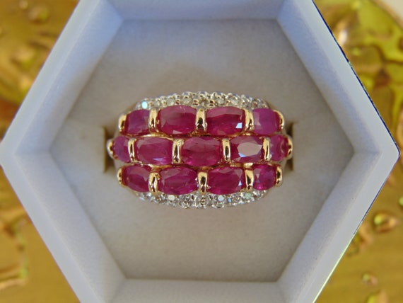 Vintage 10K Gold Ruby Diamond Ring - Size 7 1/4 - image 1