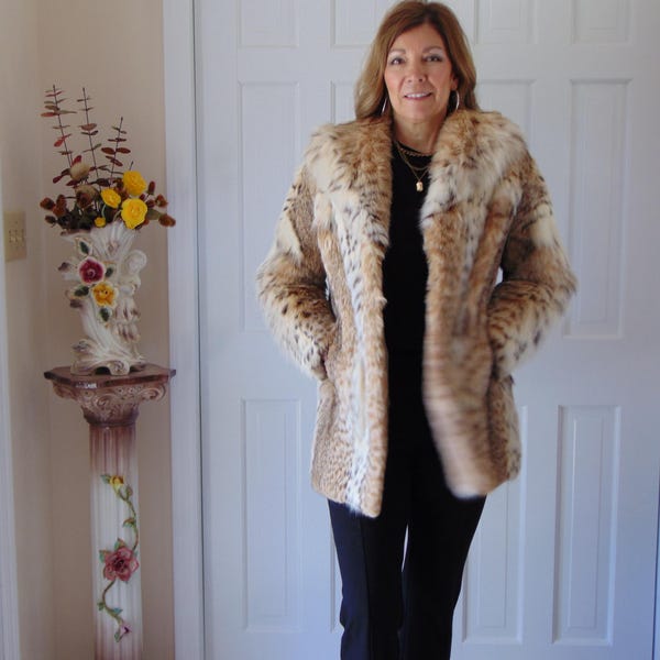 Chaqueta vintage de piel de lince: abrigo natural de segunda mano