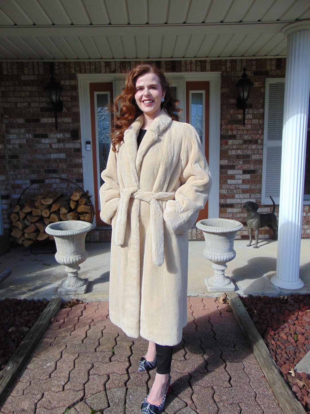 Cream Sheared Beaver Fur Coat Size Med. Large, Preloved Sheared Beaver