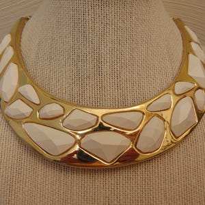 Kenneth Jay Lane Vintage Collar Necklace, Vintage KJL Gold Choker, Vintage Kenneth Jay Lane Jewelry, Vintage Gold Chokers, KJLane Jewelry