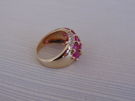 Vintage 10K Gold Ruby Diamond Ring - Size 7 1/4 - image 6