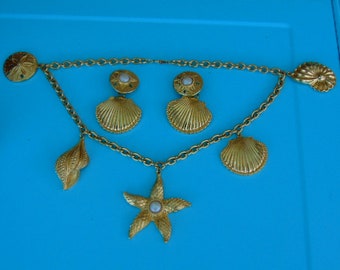 Vintage KJL Royal Sea Collection-Kenneth Jay Lane Necklace And Clip On Earrings-Beach Wedding Jewelry-Beach Resort Jewelry Set-KJL Jewelry