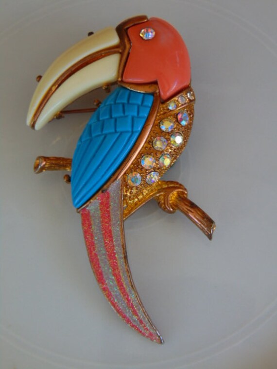 Parrot Brooch-Mid Century Modern Parrot Brooch-Vi… - image 3