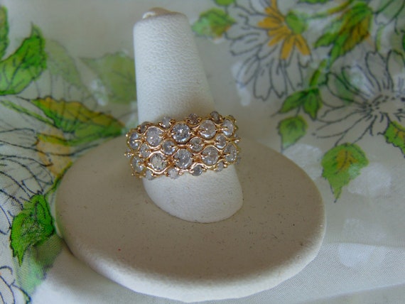 10KTYG Two Carat Multi Diamond Stone Ring, Estate… - image 2