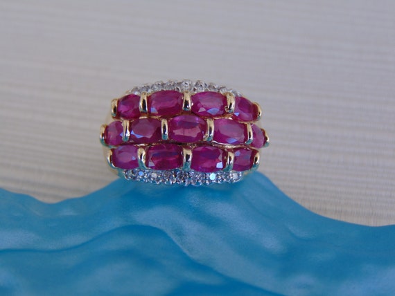 Vintage 10K Gold Ruby Diamond Ring - Size 7 1/4 - image 4