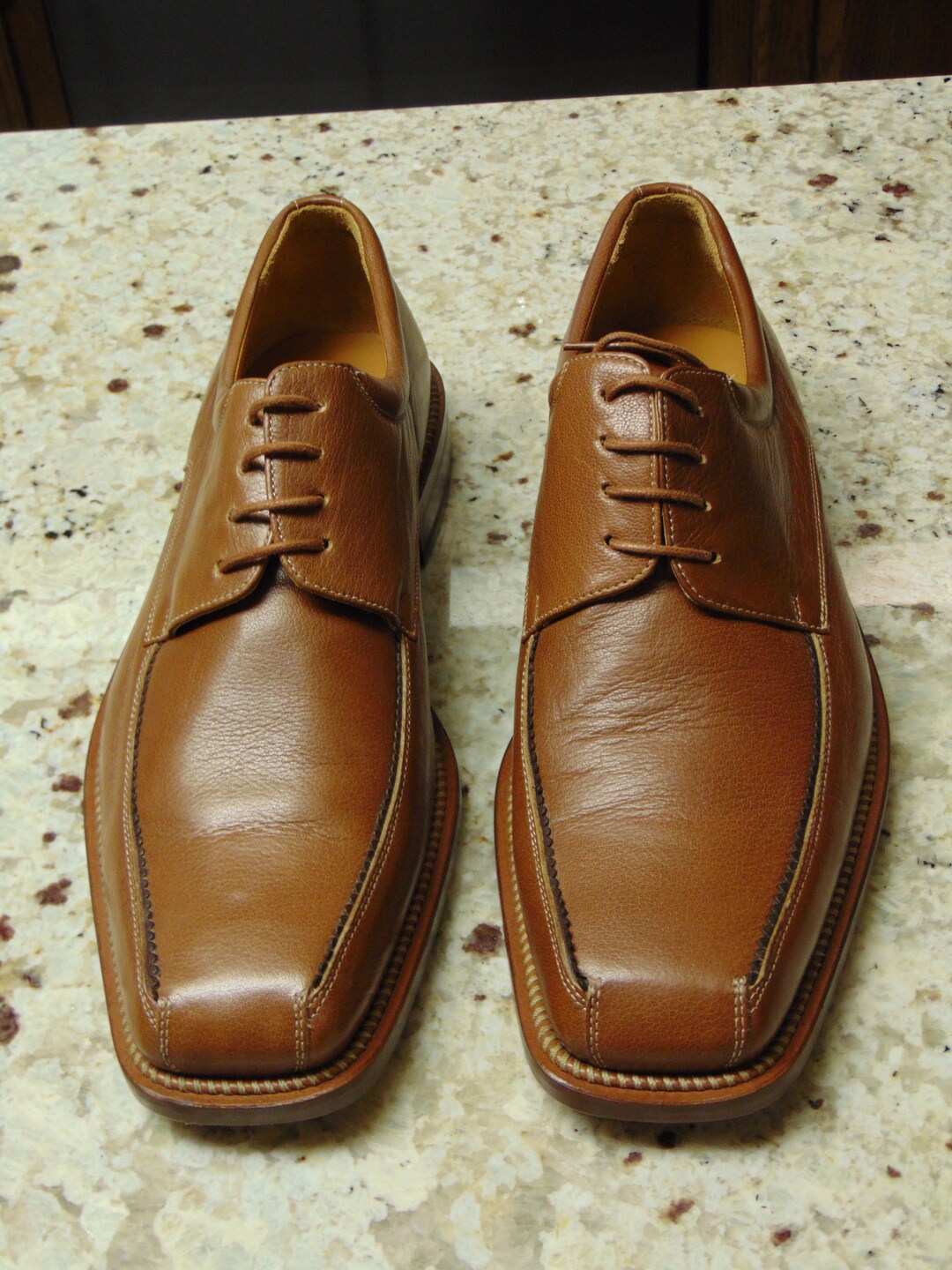 Mezlan Derby Shoes Custom Handmade Tooled Leather Canvas  Size 9m Brown Spain Tasso Wing Tip Derby – Mezlan main image 2