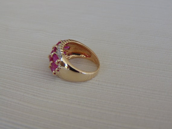 Vintage 10K Gold Ruby Diamond Ring - Size 7 1/4 - image 5