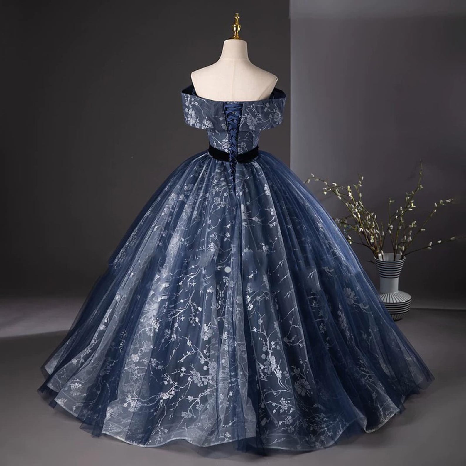 Vintage High Low Off The Shoulder Blue Floral Holiday Dress Birthday Dresses Birthday Outfits