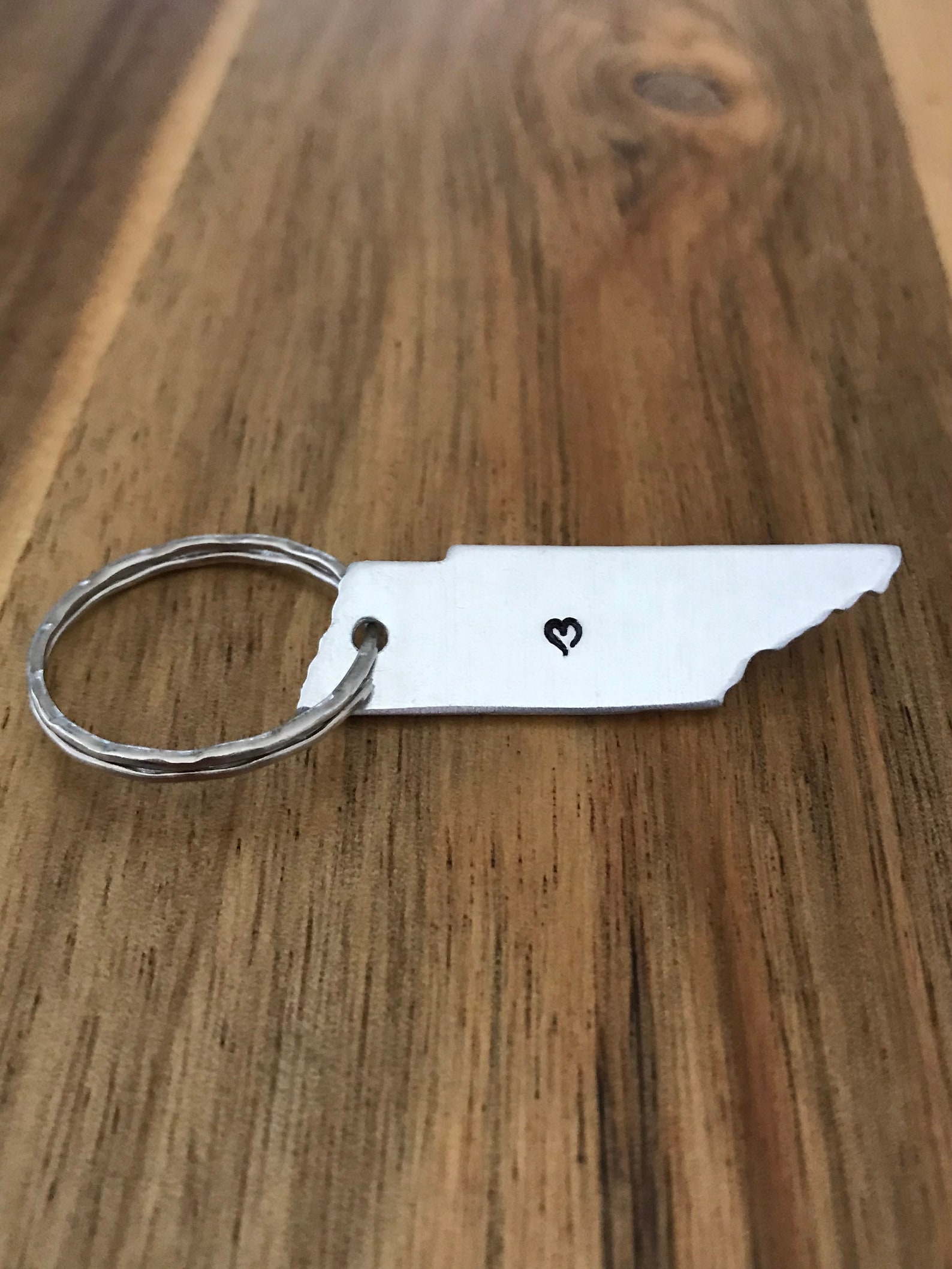 Tennessee Keychain TN Gift State Shape of TN Hand Stamped Heart Copper ...