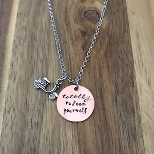 Dumb And Dumber Necklace Jewelry Gift Totally Redeem Yourself Scooter Fan Movie Quote Line Gift Lover Copper Mixed Metal Hand Stamped