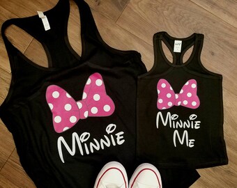 Disney Mom and Me Minnie Mouse World Vacation Land Racerback Tank Tee T-Shirt Infant Girls Toddler Womens Park Birthday & Outfit 4XL 5XL 6XL