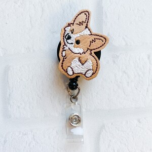 Snowflake Sable Corgi Retractable Badge Reel, 1 - View #3