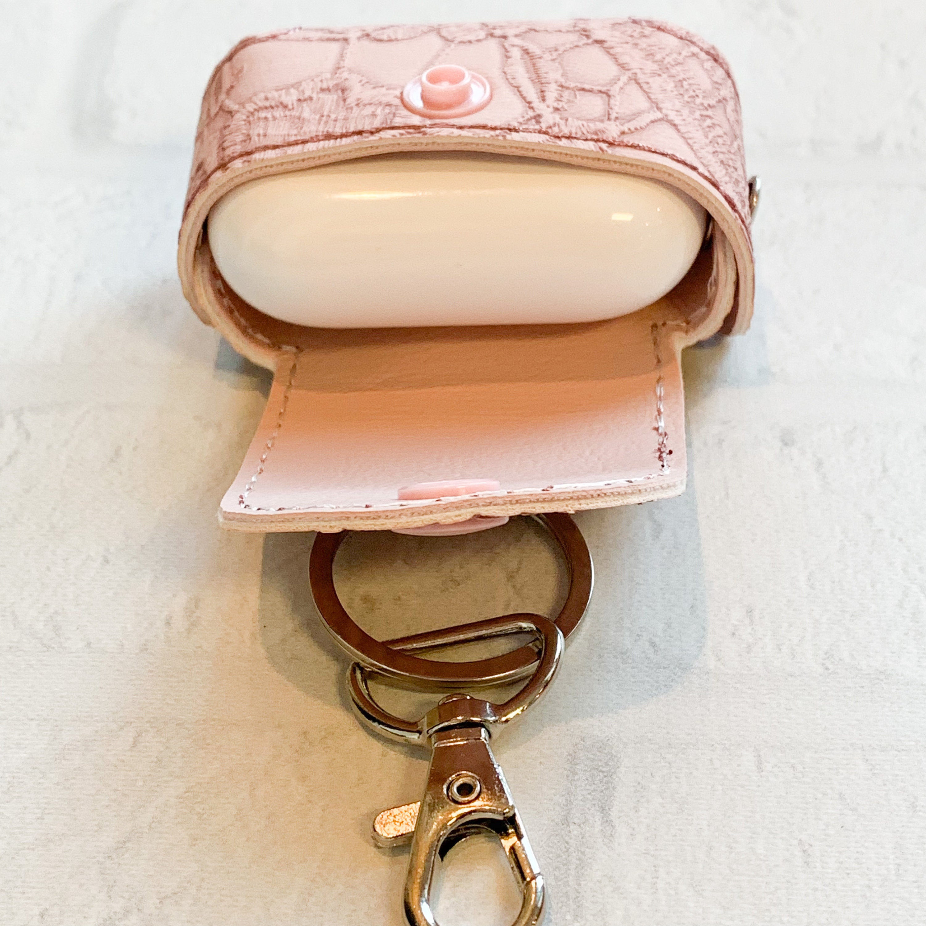 Airpods Pro Case Vegan Leather Wristlet Keychain, Flap Pouch