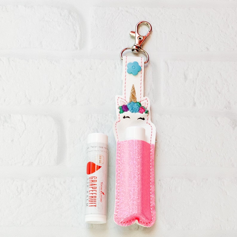 Embroidered Unicorn Lipbalm Keychain Unicorn lip balm Key Etsy