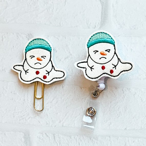 Melting Snowman Glitter Glow in Dark Badge Reel,nurse Teacher Lanyard Badge  Reel Clip,snowman ID Badge Reel Gift Idea,snow Man Planner Clip -  UK