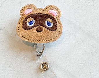 AC Game Raccoon Badge Reel, Animal Game Nurse Teacher Lanyard Badge Reel Clip, Tom Nook ID Badge Reel, Bow Feltie, Badge Reel AC Feltie