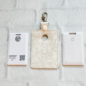 Cream Embossed Alarm ID Holder,Alarm Bag Tag,Alarm Vertical ID Card Case,Lanyard Accessory,Teacher Gift, Gifts Under 20, ID Keychain