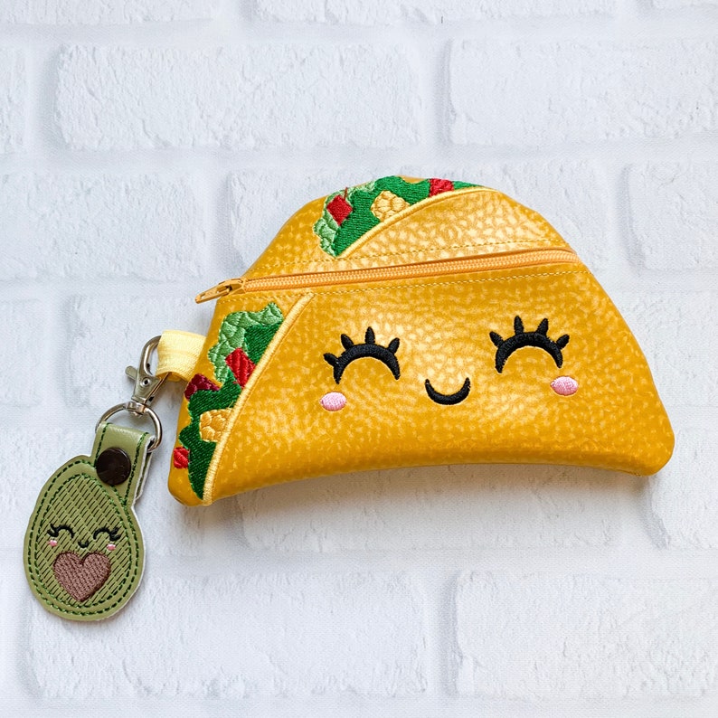 Embroidered Taco Bag Kawaii Taco Bag Taco Zipper Pouch Etsy