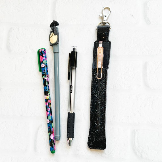 Black Embossed Pen Pencil Holder Keychain for Lanyardstylus Etsy