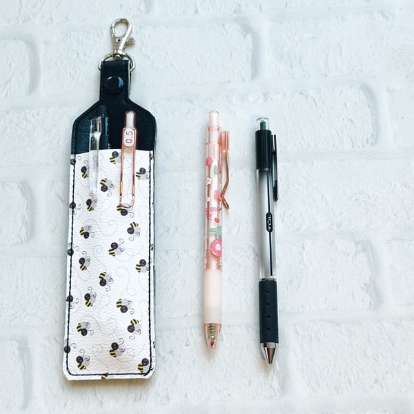 Boho Bee Pen Pencil Holder Keychain for Lanyard,Stylus Holder,Pen Pencil Keychain Case, Teacher Nurse Lanyard Gift Idea,Planner Pen Pouch