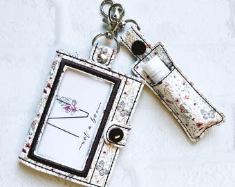 Wildflower 3 Card Wallet,ID Holder,Vertical ID Card Case,Lanyard Accessory,Teacher Gift,Gifts Under 30, ID Keychain,Vegan leather Wallet