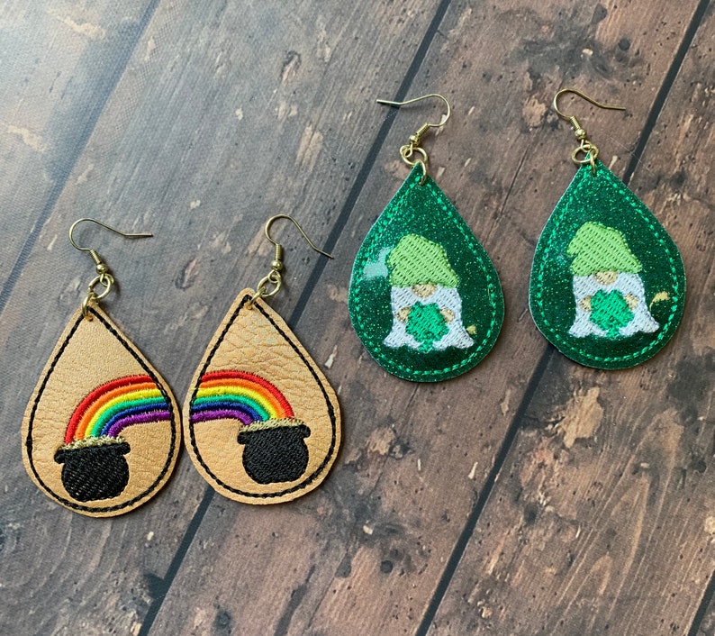 St Patricks Day Earrings Luck Of the Irish Vegan Leather 1 Set of each style