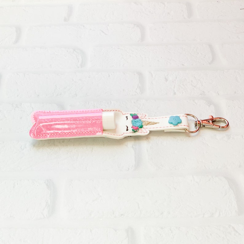 Embroidered Unicorn Lipbalm Keychain Unicorn lip balm Key Etsy