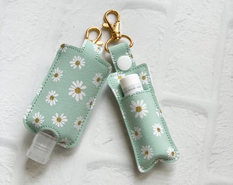 Mint Daisy Daisies Lipbalm Lip Balm Keychain Case, Lipbalm Holder,Daisy Lip balm Badge Reel Clip Gifts for Her Under 10 20, Daisy gift