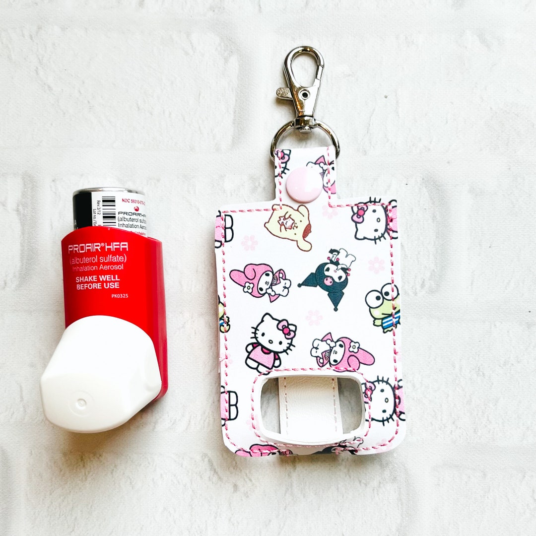 Cartoon White Kitty Inhaler Case Keychain, HK Inhaler Holder Keychain