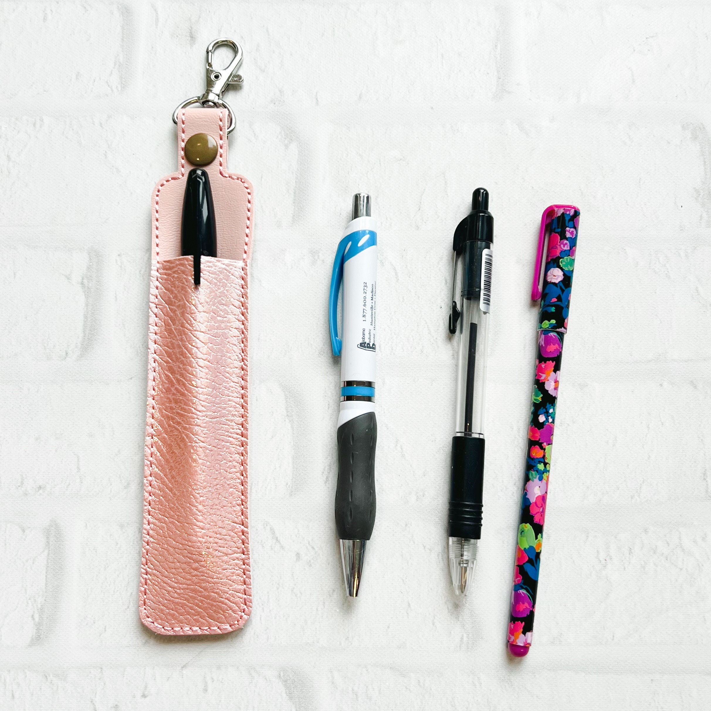 Metallic Blush Wide Pen Holder Keychain,pen Pouch,stylus Holder