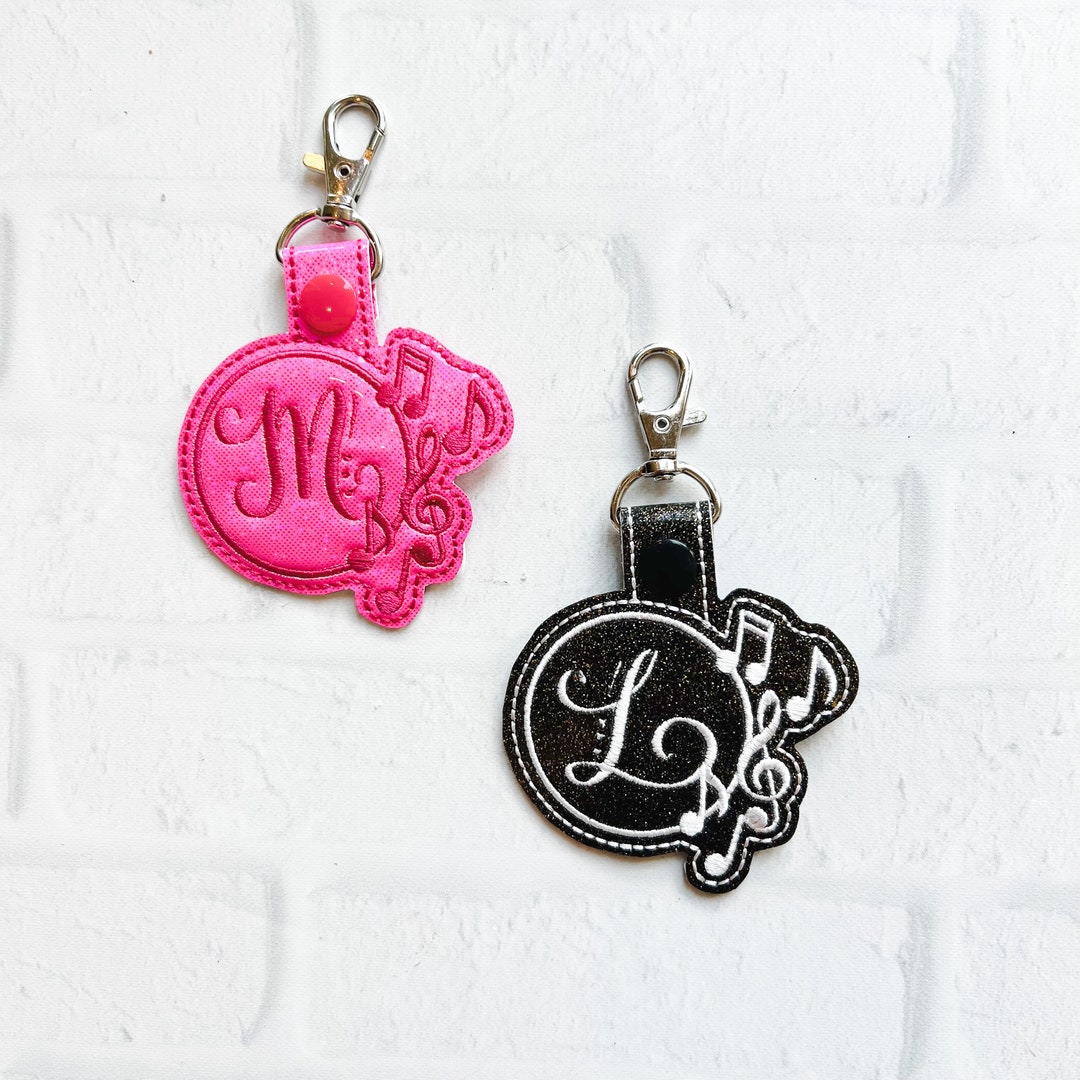 Monogrammed Music Notes Keychain, You Can Pick Custom Colors & Monogram ...