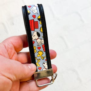 Cartoon White Beagle Dog Wristlet Key chain,Gift Idea Gifts Under 20, lanyard fob, Charlie’s Dog Key Chain, Vegan Leather Keychain Wristlet