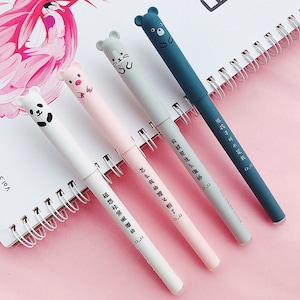 4 stylos à encre gel effaçables pour animaux Kawaii, stylos pour agenda, stylos panda chat ours cochon, stylos Bullet Journal, papeterie kawaii, cadeaux de moins de 10 ans 20