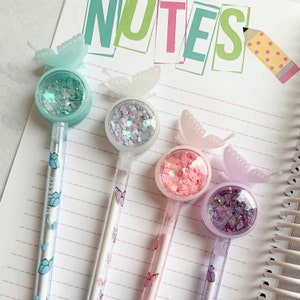 Butterfly Confetti Pens, Butterfly Party Gift Favor, Gift for Her, Butterfly Baby Shower Party Favor Gifts Under 10, Butterfly Planner Pen