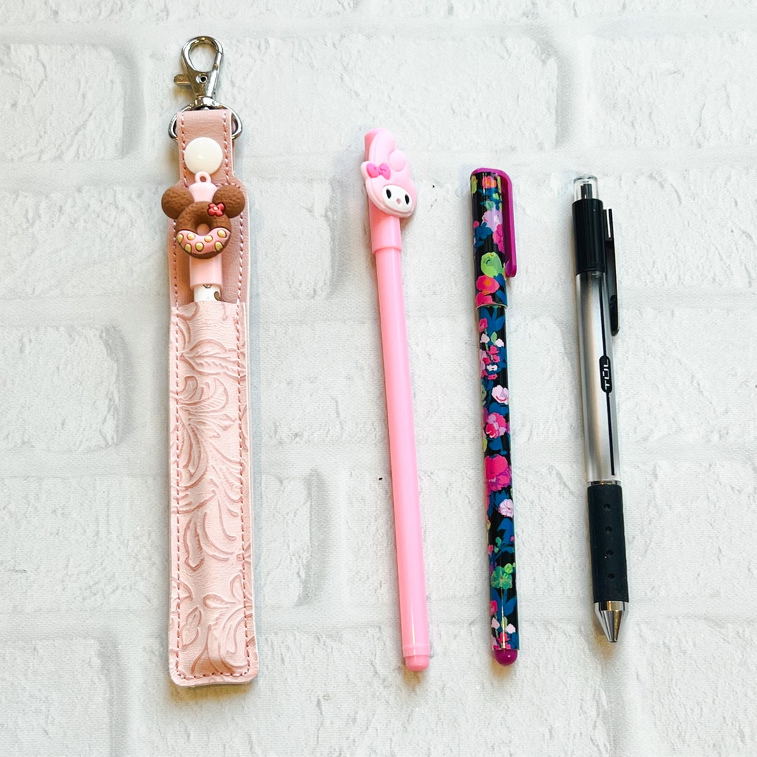 Pen Topper Keychain Lt Pink Floral Embossed Pen Holder Keychain,stylus Holder,pen Pencil ...