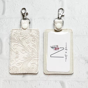 Support pour carte d'identité crème en relief,Étiquette de sac personnalisée,Porte-badge d'identité personnalisé,Étui pour carte d'identité vertical,Accessoire pour cordon,Cadeau pour enseignant,Cadeaux pour les moins de 20 ans