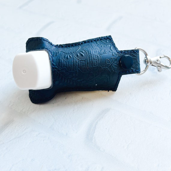 Vintage Navy Blue Embossed Inhaler Case Keychain,inhaler Holder