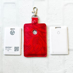 Support d'identification d'alarme en relief floral rouge, Étiquette de sac d'alarme, Porte-cartes d'identité vertical Centegix, Accessoire pour cordon, Cadeau pour enseignant, Cadeaux de moins de 20 ans, Porte-clés d'identité