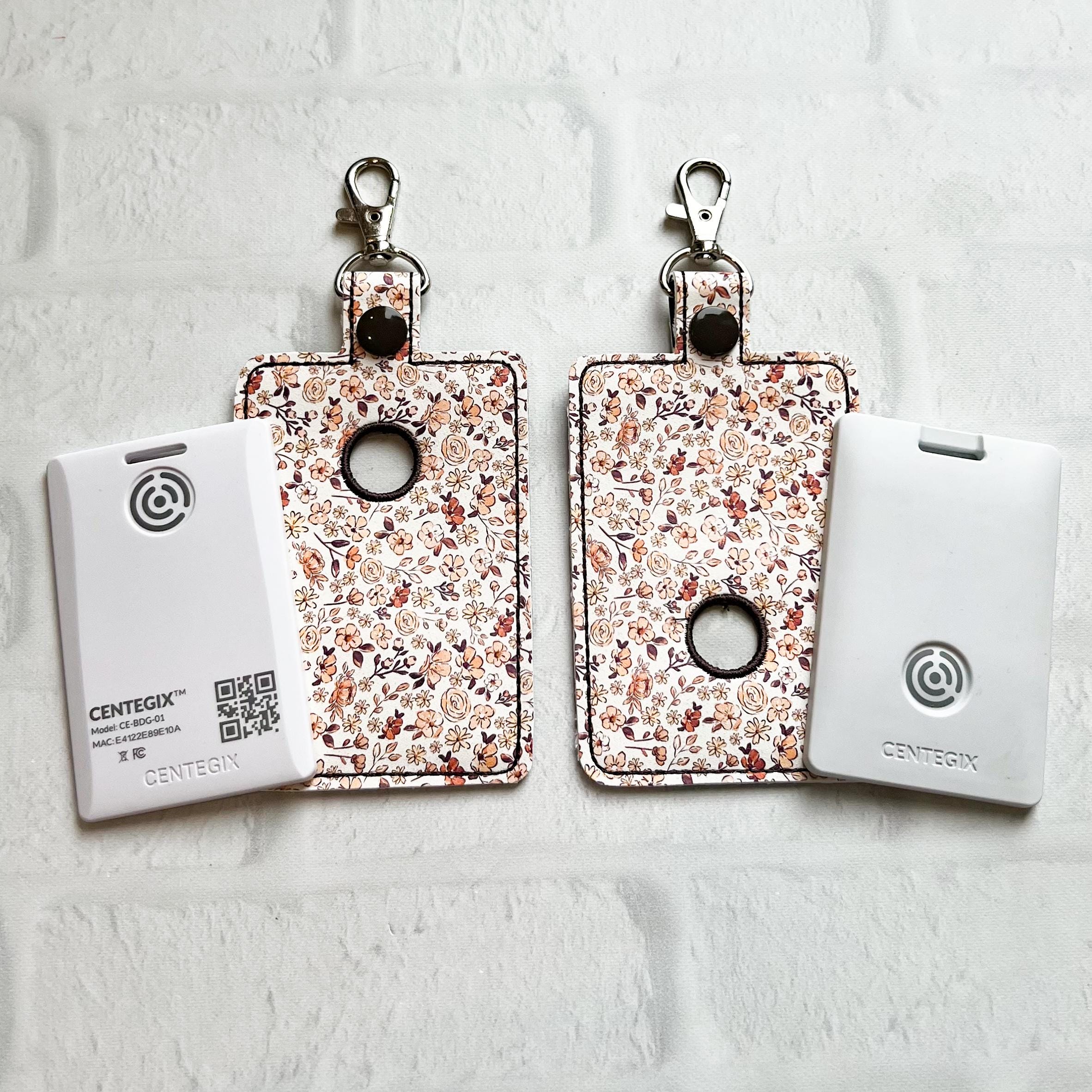 Neutral Tiny Floral Centegix Badge Holder: Alarm Bag Tag, Safety