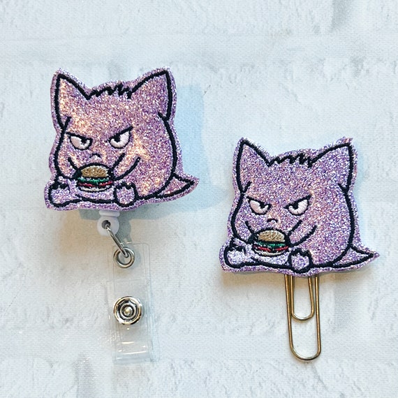 Anime Catch Them All Badge Reel,anime Nurse Teacher Lanyard Badge Reel Clip,grumpy  Gengar ID Badge Reel, Bow Feltie, Badge Reel Feltie 