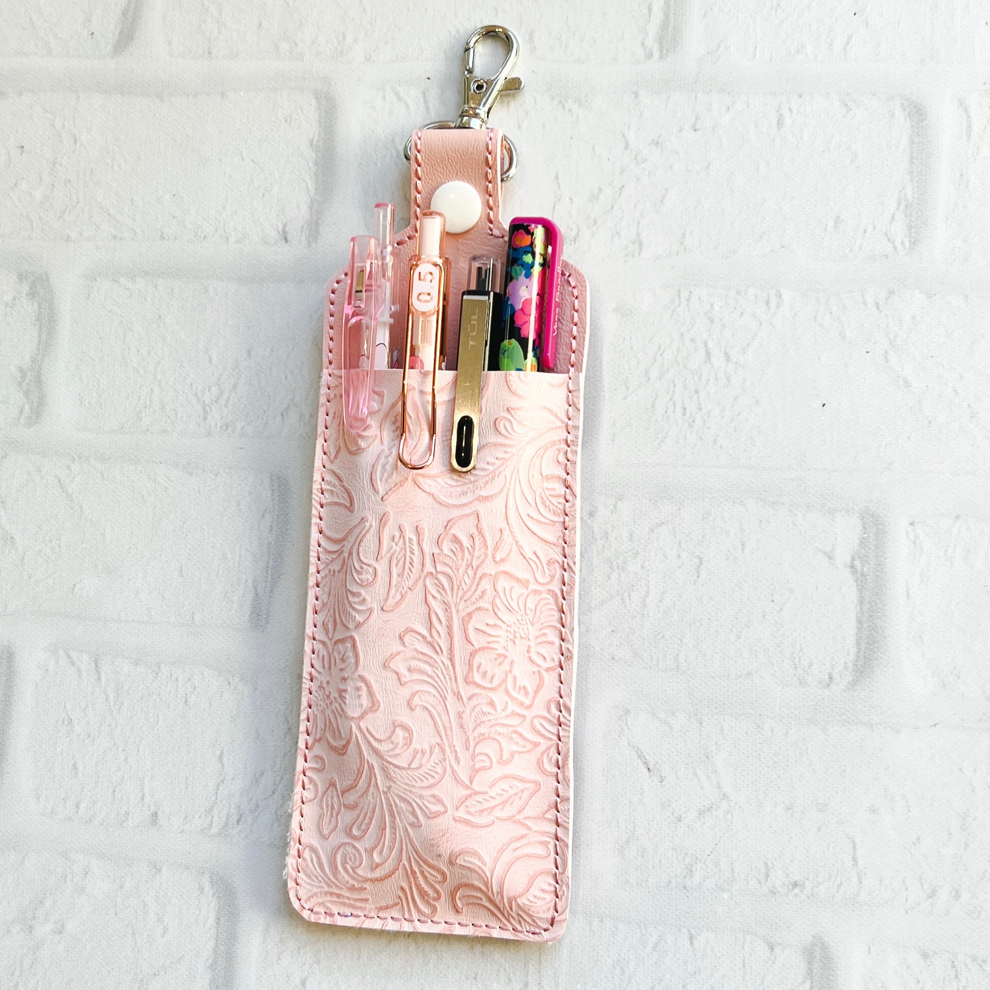 Pen Topper Keychain Lt Pink Embossed Pen Pencil Holder Keychain for Lanyard,stylus Holder ...