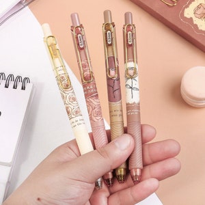 4PC Boho Floral Gel Ink Pen Set,Planner Pens,Boho Birthday Party Gift or Favor,Bullet Journal .5 Gel Pens,Writing Drawing Boho Stationary