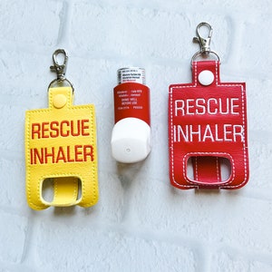 RESCUE Inhaler Case Keychain,Custom Color Avail,Inhaler Holder Bag Tag,Inhaler Keychain,Asthma Accessories,Gifts Under 20,Inhaler Clip