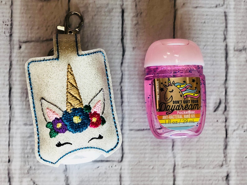 Glitter Unicorn Bath N Body Works Hand Sanitizer Purifier Travel Case Holder Birthday Gift Idea Keychain Keyfob Key Chain Back To School