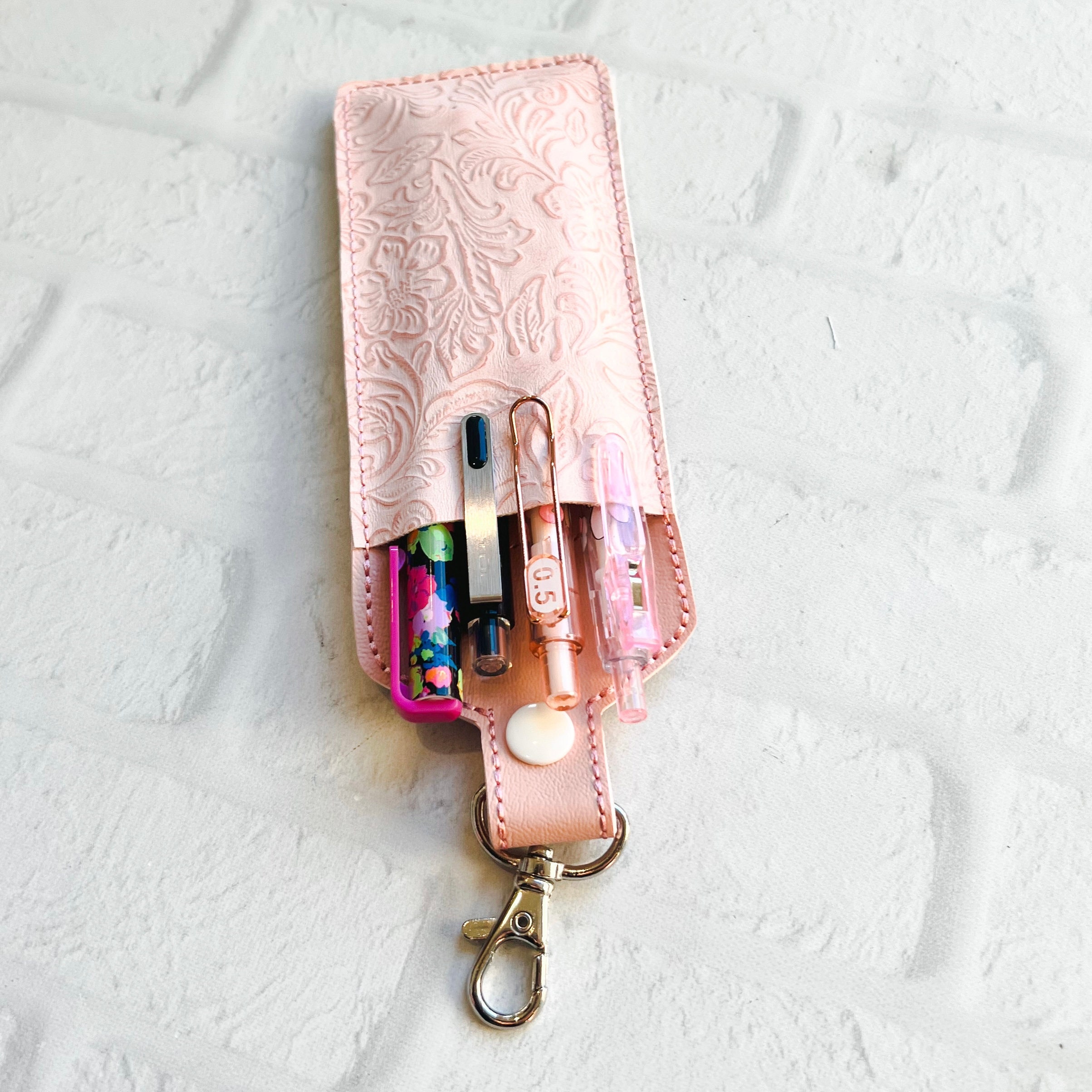 Pen Topper Keychain Lt Pink Embossed Pen Pencil Holder Keychain for Lanyard,stylus Holder ...