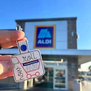 Aldi Quarter Keeper Keychain, Aldi keyfob, Aldi Quarter Holder, Aldi keyring, Aldi Key chain, Quarter Keychain, Snap Tab, Key Fob, Quarter