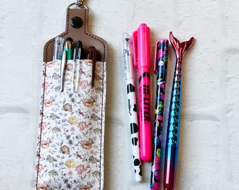 Peony Multi Pen Pencil Holder Keychain for Lanyard,Stylus Holder,Pen Pencil Keychain Case,Teacher Nurse  Gift Idea,Planner Pen Sleeve