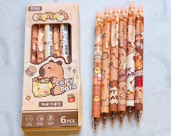6PC Capybara Gel Pen,Kawaii Guinea Pig Stationary Planner Accessories Set