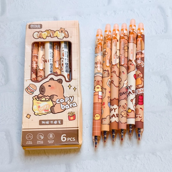6PC Capybara Gel Pen,Kawaii Guinea Pig Stationary Planner Accessories Set